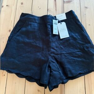 Abercrombie Black Linen High Waist Scallop Shorts size 27 / 4R NWT